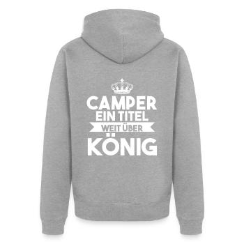 Wohnmobil Wohnwagen Caravan Camping Camper - Unisex Premium Bio Zip Hoodie - Grau meliert - Hinten - Nico (187cm)