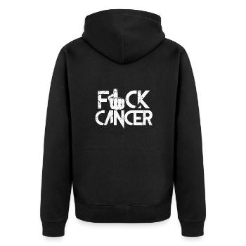 Krebs - Unisex Premium Bio Zip Hoodie - Schwarz - Hinten - Nico (187cm)