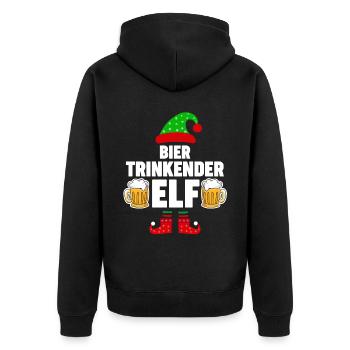 Weinachten Weihnachtself Bier Elfe Elfen - Unisex Premium Bio Zip Hoodie - Schwarz - Hinten - Nico (187cm)