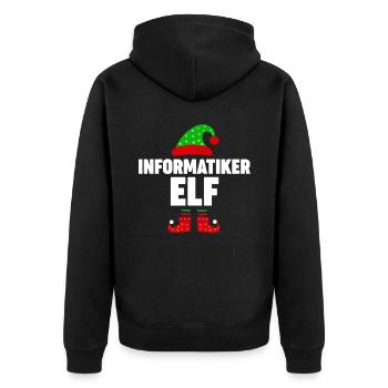 Weinachten Weihnachtself Informatiker Elf Elfen - Unisex Premium Bio Zip Hoodie - Schwarz - Hinten - Nico (187cm)