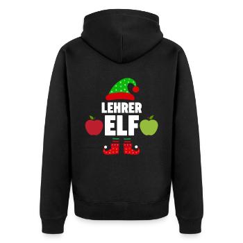 Weinachten Weihnachtself Lehrer Elf Elfen - Unisex Premium Bio Zip Hoodie - Schwarz - Hinten - Nico (187cm)
