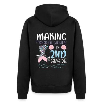 Faire des vagues magiques dans la sirène de 2e année - Veste à capuche bio Premium Unisexe - noir - Dos - Nico (187cm)