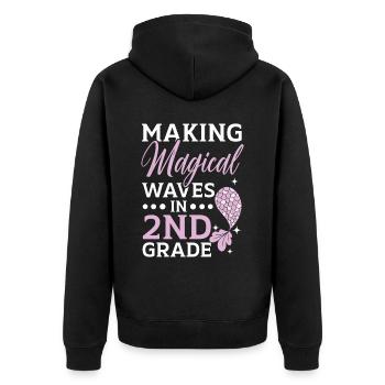 Faire des vagues magiques dans la sirène de 2e année - Veste à capuche bio Premium Unisexe - noir - Dos - Nico (187cm)
