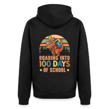 Rugissement dans 100 jours d’amoureux des dinosaures à l’école - Veste à capuche bio Premium Unisexe - noir - Dos - Nico (187cm)