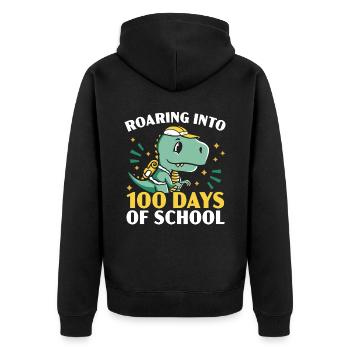 Rugissement dans 100 jours d’amoureux des dinosaures à l’école - Veste à capuche bio Premium Unisexe - noir - Dos - Nico (187cm)