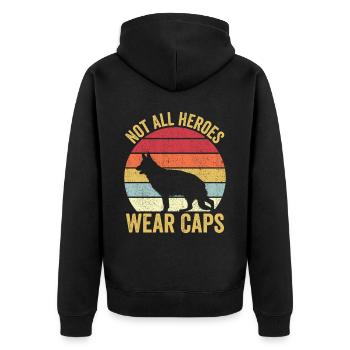 Polizist Polizeihund Vintage - Unisex Premium Bio Zip Hoodie - Schwarz - Hinten - Nico (187cm)