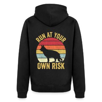 Polizist Polizeihund Vintage - Unisex Premium Bio Zip Hoodie - Schwarz - Hinten - Nico (187cm)