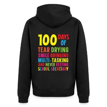 Happy 100th Day Of School Teacher Student Educator - Unisex Premium Organic Zip Hoodie - black - Back - Nico (187cm)