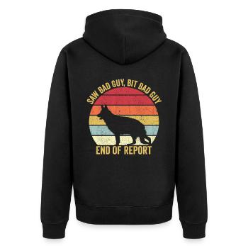 Polizist Polizeihund Vintage - Unisex Premium Bio Zip Hoodie - Schwarz - Hinten - Nico (187cm)