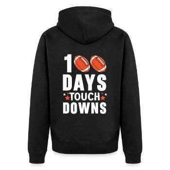 100 Tage Schule Lehrer Schüler Fußball Liebhaber - Unisex Premium Bio Zip Hoodie - Schwarz - Hinten - Nico (187cm)