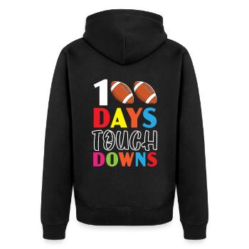 100 Tage Schullehrer Schüler Fußballliebhaber - Unisex Premium Bio Zip Hoodie - Schwarz - Hinten - Nico (187cm)