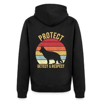 Polizist Polizeihund Vintage - Unisex Premium Bio Zip Hoodie - Schwarz - Hinten - Nico (187cm)