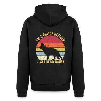 Polizist Polizeihund Vintage - Unisex Premium Bio Zip Hoodie - Schwarz - Hinten - Nico (187cm)
