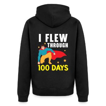 Ich flog durch 100 Tage Schullehrer Schüler - Unisex Premium Bio Zip Hoodie - Schwarz - Hinten - Nico (187cm)