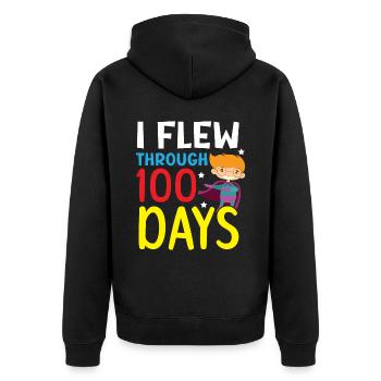 Ich flog durch 100 Tage Schullehrer Schüler - Unisex Premium Bio Zip Hoodie - Schwarz - Hinten - Nico (187cm)