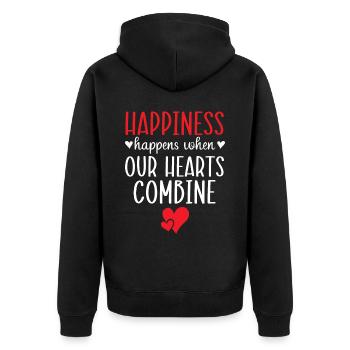 Glück geschieht, wenn sich unsere Herzen verbinden - Unisex Premium Bio Zip Hoodie - Schwarz - Hinten - Nico (187cm)
