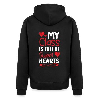 Ma classe est pleine de cœurs doux Saint-Valentin - Veste à capuche bio Premium Unisexe - noir - Dos - Nico (187cm)
