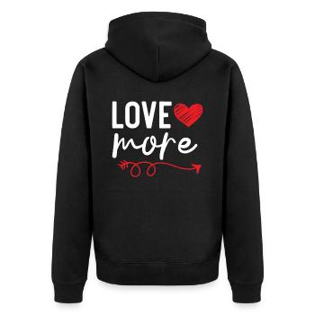 Liebe Mehr Valentinstag Herztag Amor Liebe - Unisex Premium Bio Zip Hoodie - Schwarz - Hinten - Nico (187cm)