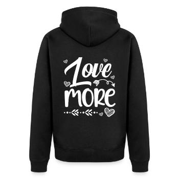 Liebe Mehr Valentinstag Herztag Amor Liebe - Unisex Premium Bio Zip Hoodie - Schwarz - Hinten - Nico (187cm)