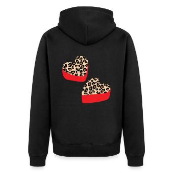 Valentinstag Herztag Amor Liebe Beziehung - Unisex Premium Bio Zip Hoodie - Schwarz - Hinten - Nico (187cm)