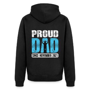 Proud Dad Since November 2021 - Unisex Premium Bio Zip Hoodie - Schwarz - Hinten - Nico (187cm)