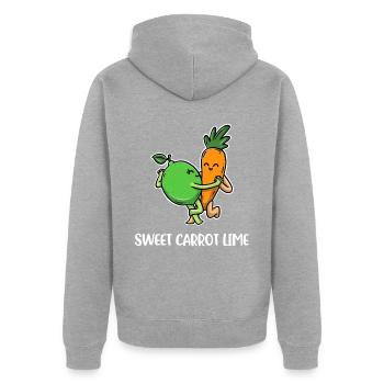 Carotte douce citron vert Carotte Cadeau - Veste à capuche bio Premium Unisexe - gris chiné - Dos - Nico (187cm)