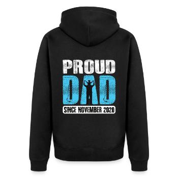Proud Dad Since November 2020 - Unisex Premium Bio Zip Hoodie - Schwarz - Hinten - Nico (187cm)