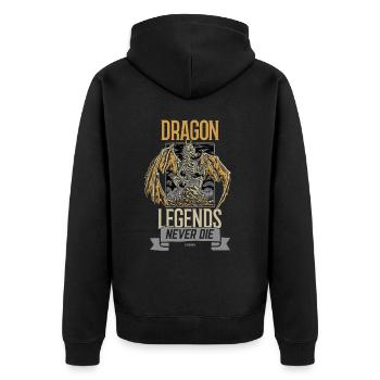 Dragon Legends Never Die - Unisex Premium Bio Zip Hoodie - Schwarz - Hinten - Nico (187cm)