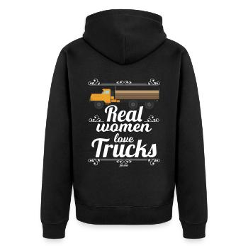 Real Women Love Trucks - Unisex Premium Organic Zip Hoodie - black - Back - Nico (187cm)