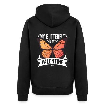 Mon papillon est mon Valentin - Veste à capuche bio Premium Unisexe - noir - Dos - Nico (187cm)