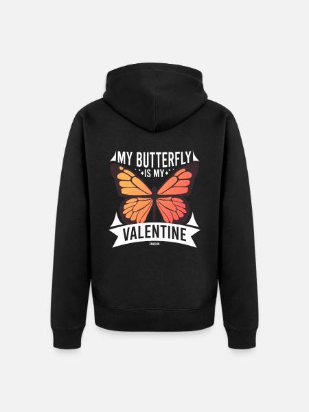 Mon papillon est mon Valentin - Veste à capuche bio Premium Unisexe - noir