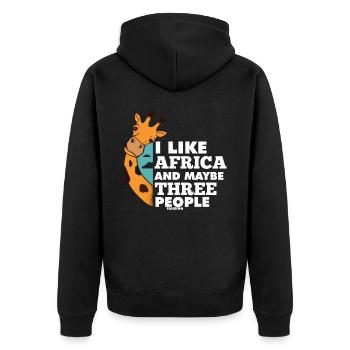I Like Africa And Maybe Three People - Unisex Premium Organic Zip Hoodie - black - Back - Nico (187cm)