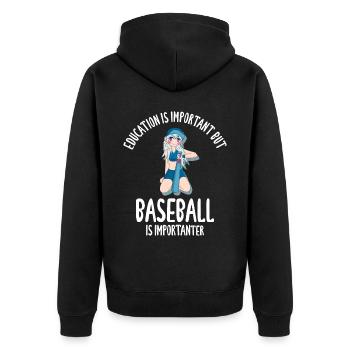 Education Is Important But Baseball - Unisex Premium Bio Zip Hoodie - Schwarz - Hinten - Nico (187cm)