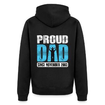 Proud Dad Since November 2003 - Unisex Premium Bio Zip Hoodie - Schwarz - Hinten - Nico (187cm)