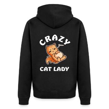 Crazy Cat Lady - Unisex Premium Organic Zip Hoodie - black - Back - Nico (187cm)
