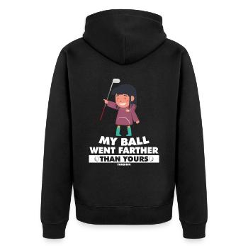 Girl Playing Golf Golfer Golf Ball Saying - Unisex Premium Organic Zip Hoodie - black - Back - Nico (187cm)