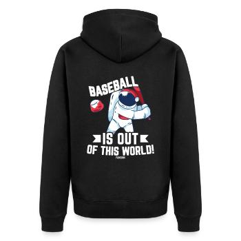 Chauve-souris de baseball espace comète planète - Veste à capuche bio Premium Unisexe - noir - Dos - Nico (187cm)