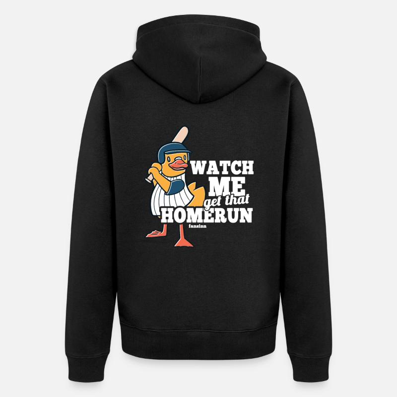 Ente Vogel Baseball Geschenk - Unisex Premium Bio Zip Hoodie - Schwarz