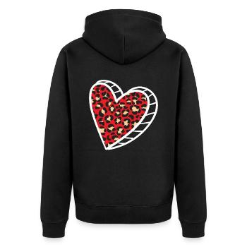 Valentinstag Herztag Amor Liebe Beziehung - Unisex Premium Bio Zip Hoodie - Schwarz - Hinten - Nico (187cm)