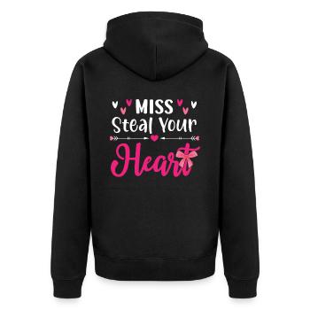Miss Steal Your Heart Saint Valentin Hearts Day - Veste à capuche bio Premium Unisexe - noir - Dos - Nico (187cm)