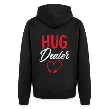 Umarmung Händler Valentinstag Herztag Amor Liebe - Unisex Premium Bio Zip Hoodie - Schwarz - Hinten - Nico (187cm)