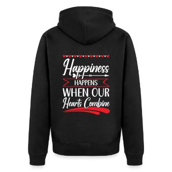 Glück geschieht, wenn sich unsere Herzen verbinden - Unisex Premium Bio Zip Hoodie - Schwarz - Hinten - Nico (187cm)