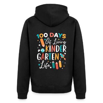 100 Tage Leben Kindergarten Leben Schule - Unisex Premium Bio Zip Hoodie - Schwarz - Hinten - Nico (187cm)