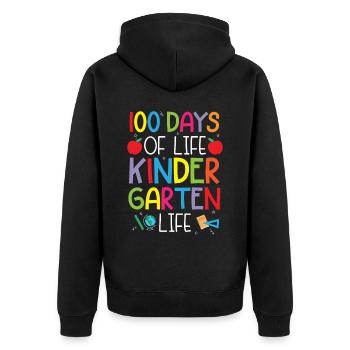 100 Tage Leben Kindergarten Leben Schule - Unisex Premium Bio Zip Hoodie - Schwarz - Hinten - Nico (187cm)