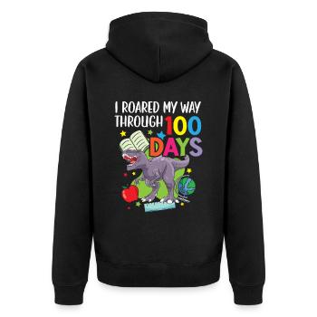 J’ai rugi à travers 100 jours d’école Dino - Veste à capuche bio Premium Unisexe - noir - Dos - Nico (187cm)