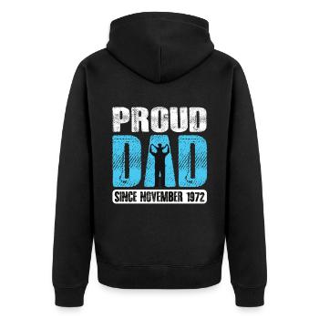 Fier papa depuis novembre 1972 - Veste à capuche bio Premium Unisexe - noir - Dos - Nico (187cm)