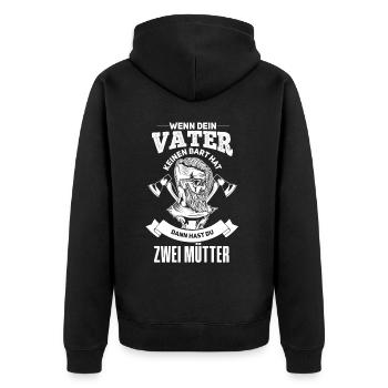 Lustiges Bartträger Vater Papa Design - Unisex Premium Bio Zip Hoodie - Schwarz - Hinten - Nico (187cm)