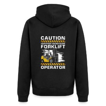 Gabelstaplerbediener und Gabelstaplerfahrer - Unisex Premium Bio Zip Hoodie - Schwarz - Hinten - Nico (187cm)