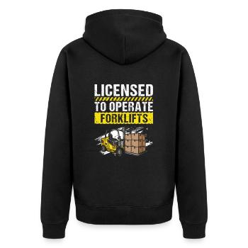 Gabelstaplerfahrer und Lagerhaus Gabestaplerfahrer - Unisex Premium Bio Zip Hoodie - Schwarz - Hinten - Nico (187cm)