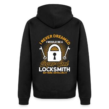 Locksmith Lock Picking Employee Locksmith - Unisex Premium Organic Zip Hoodie - black - Back - Nico (187cm)
